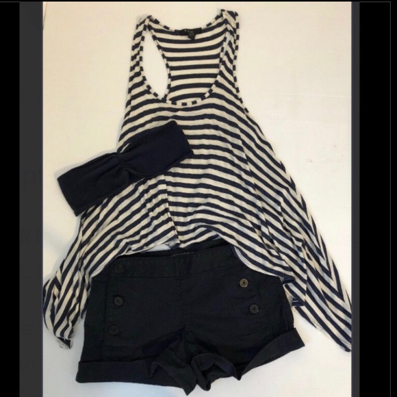 Forever 21 Navy and White Striped Tank Top - Picture 2 of 2